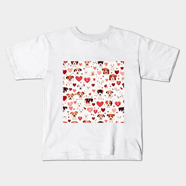 valentines day gifts hearts and dogs pattern gift ideas Kids T-Shirt by WeLoveAnimals